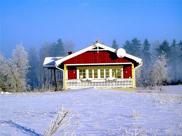 Das Ferienhaus Bävern im Winter. Das Ferienhaus Bävern im Winter.